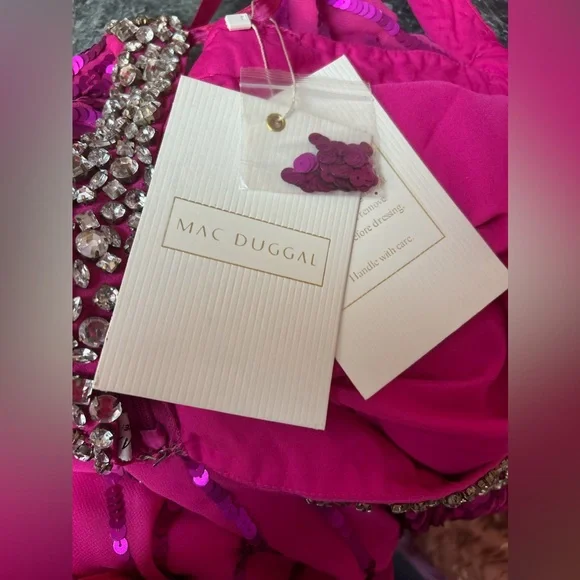 Mac Duggal Fuchsia Pink Sequin Halter Mini Dress - Picture 5 of 7
